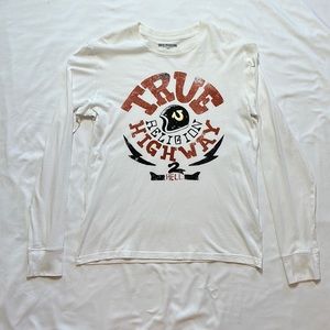 100% authentic mens true religion long sleeve crew neck tshirt size large